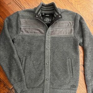 Buffalo David Bitton Men’s Fleece-Lined Knit Jacket Sweater – L – Gray